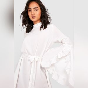 High Neck Wide Sleeve Shift Dress